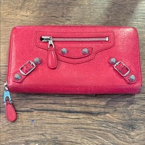 Balenciaga Red Agneau leather wallet